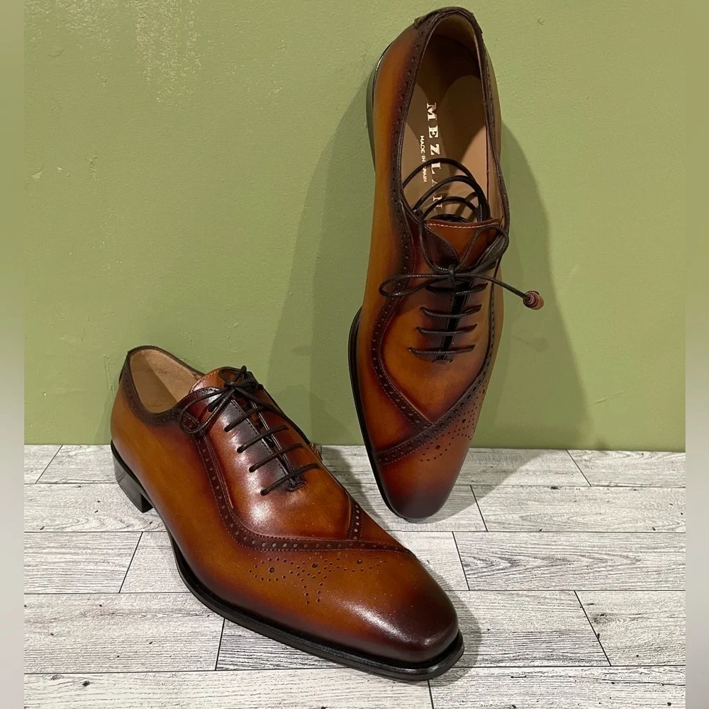 Mezlan shoes dressy oxford cognac/rust leather calf